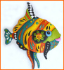 Painted Metal Tropical Fish Wall Hanging, Tropical Decor, Poolside Decor - 24" x 28"
